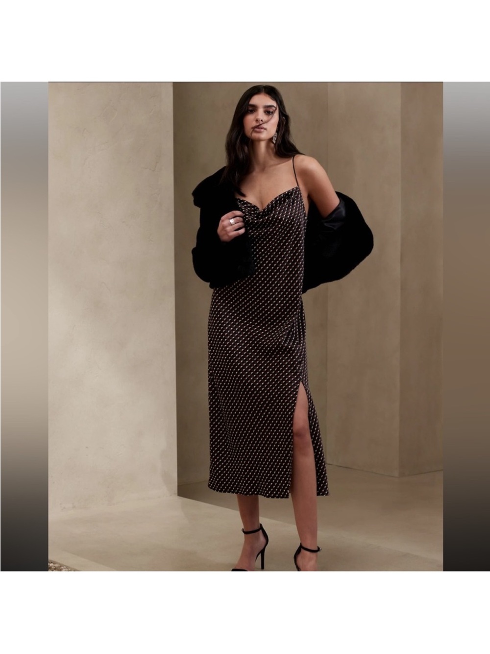 GAP Black Midi Slip Dress